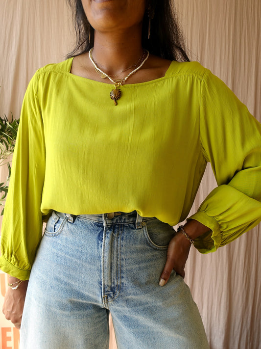 OPUS square neck top pistachio paradise