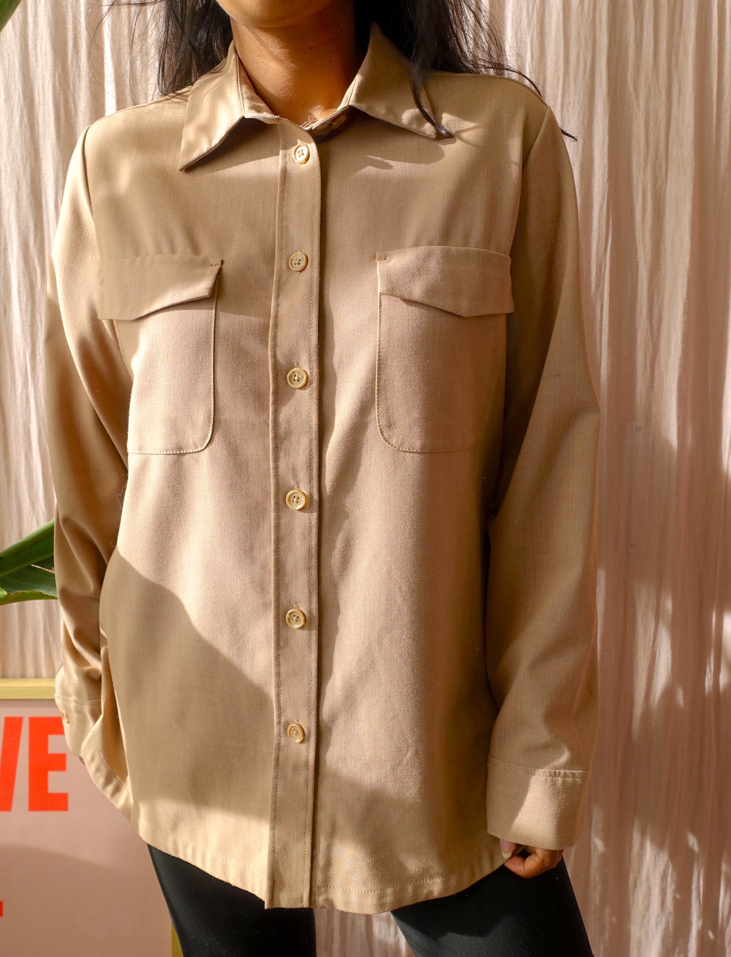 Opus oversized natural shirt beige