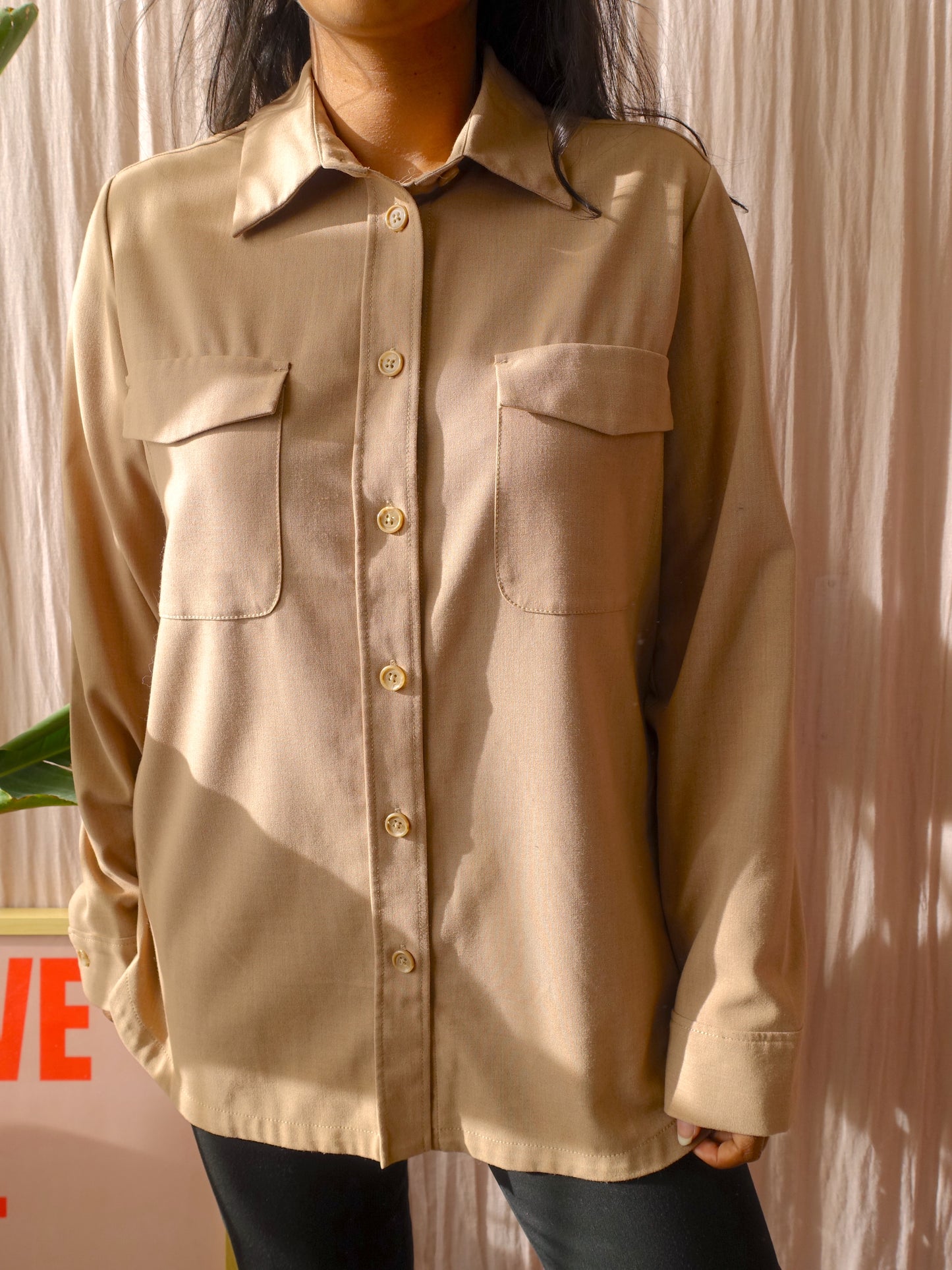 Opus oversized natural shirt beige