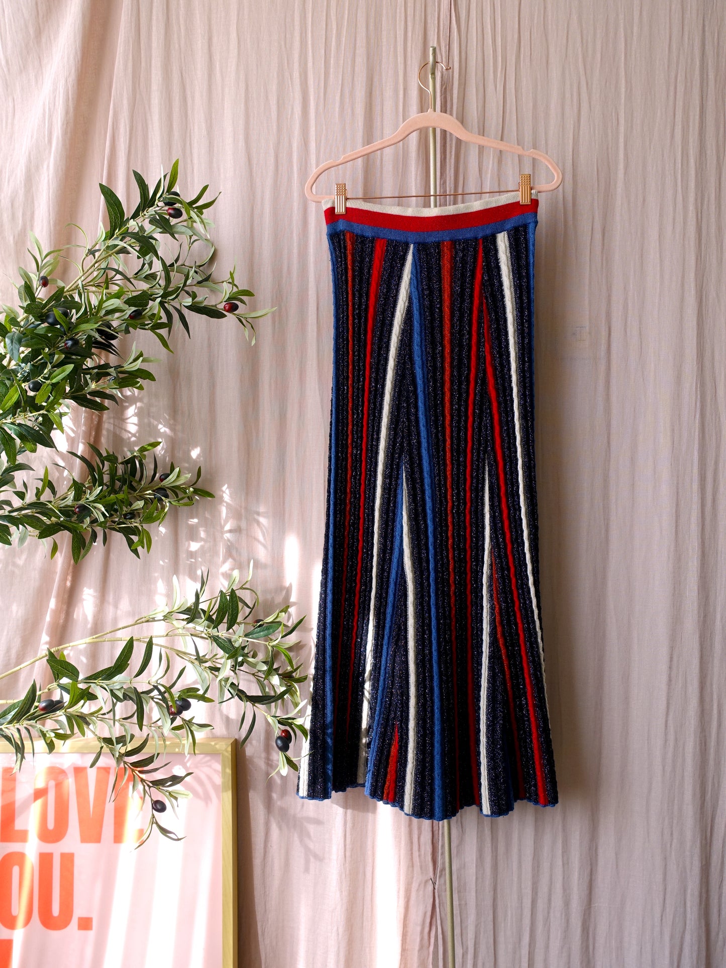 & Other Stories stripe knit lurex skirt