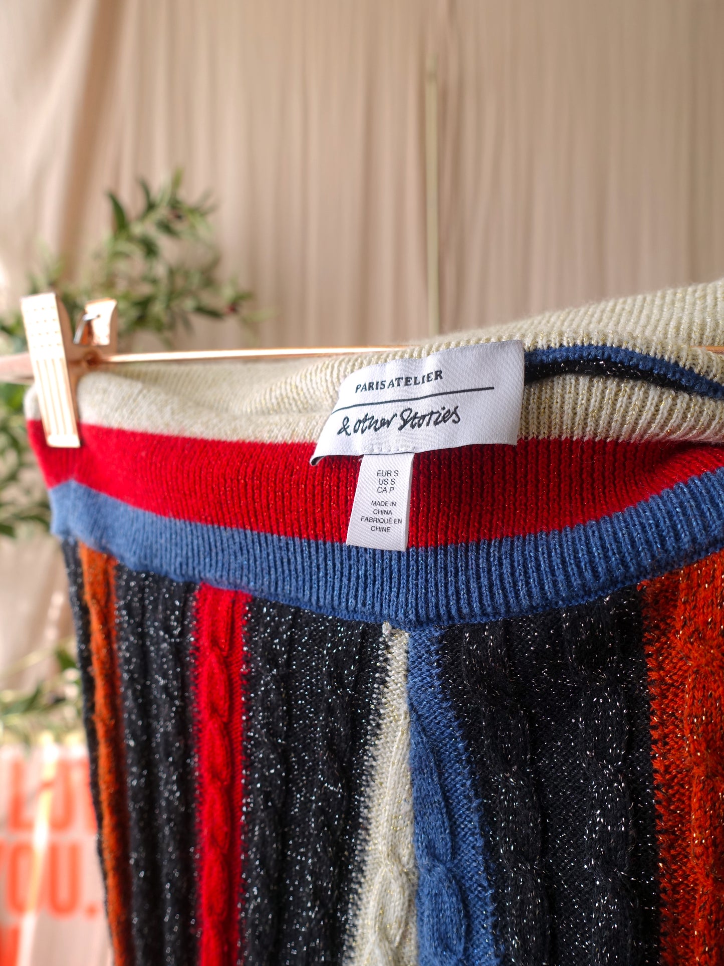 & Other Stories stripe knit lurex skirt