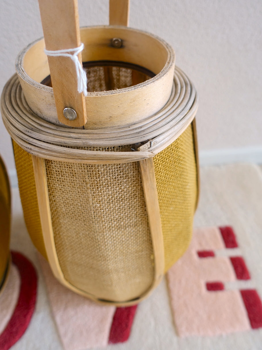 Jute lantaarns set/2 natural oak