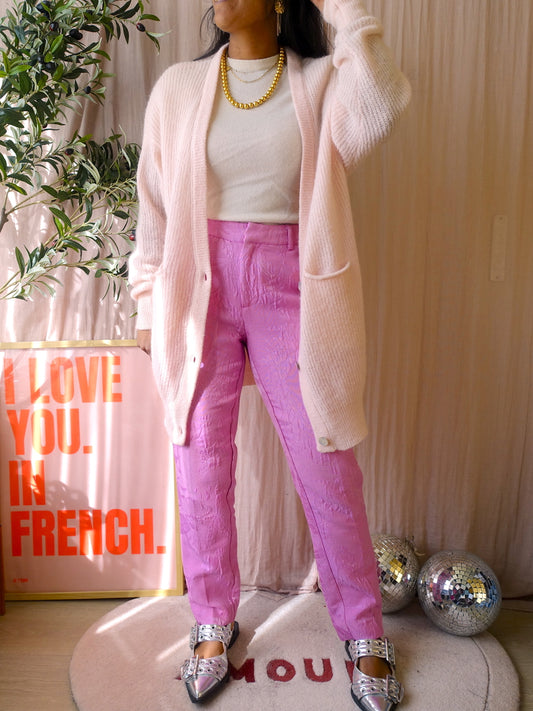 Penn & Ink mohairmix oversized cardigan rose quartz