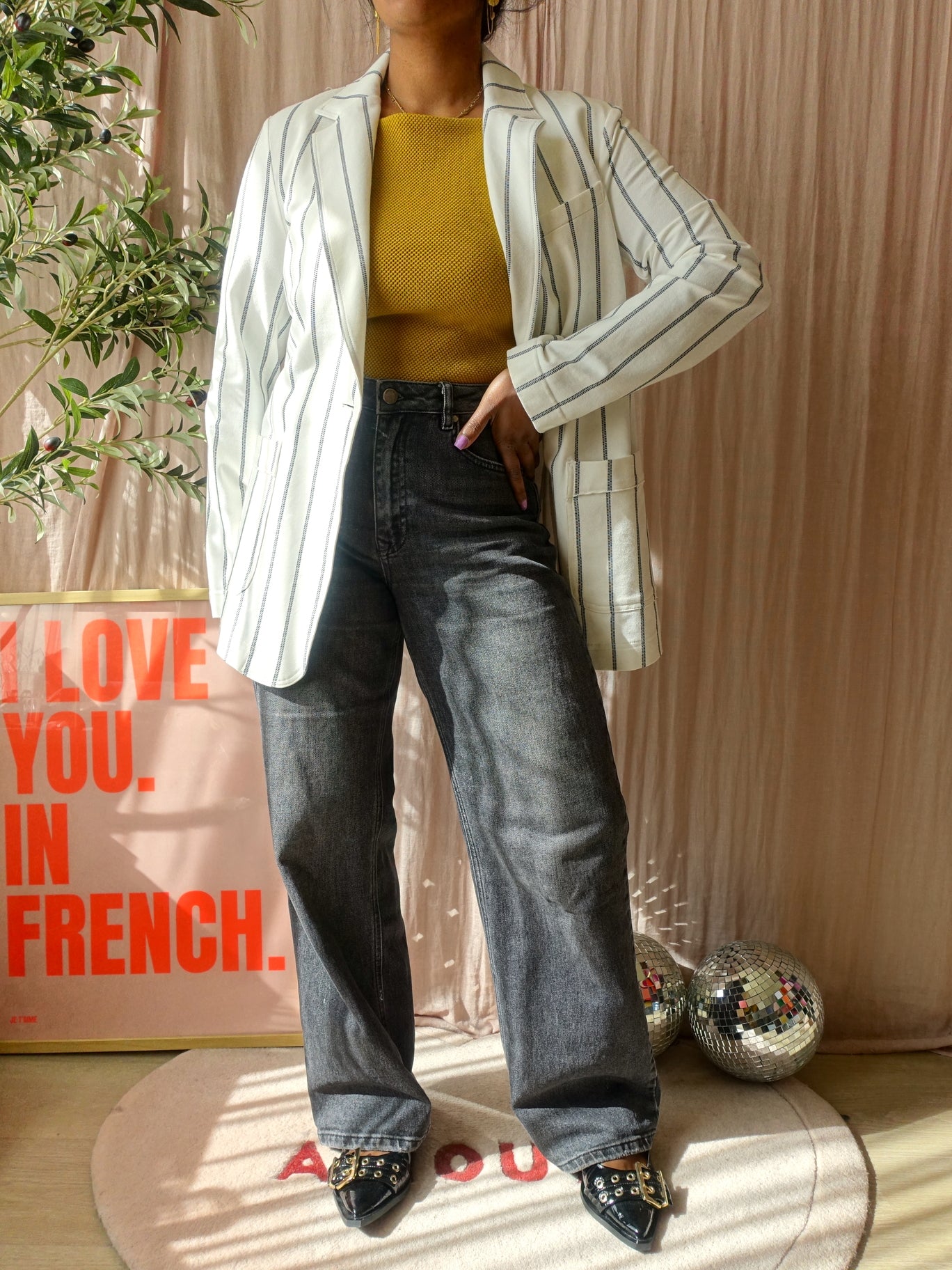 Pennyblack punto jersey pinstripe blazer ecru