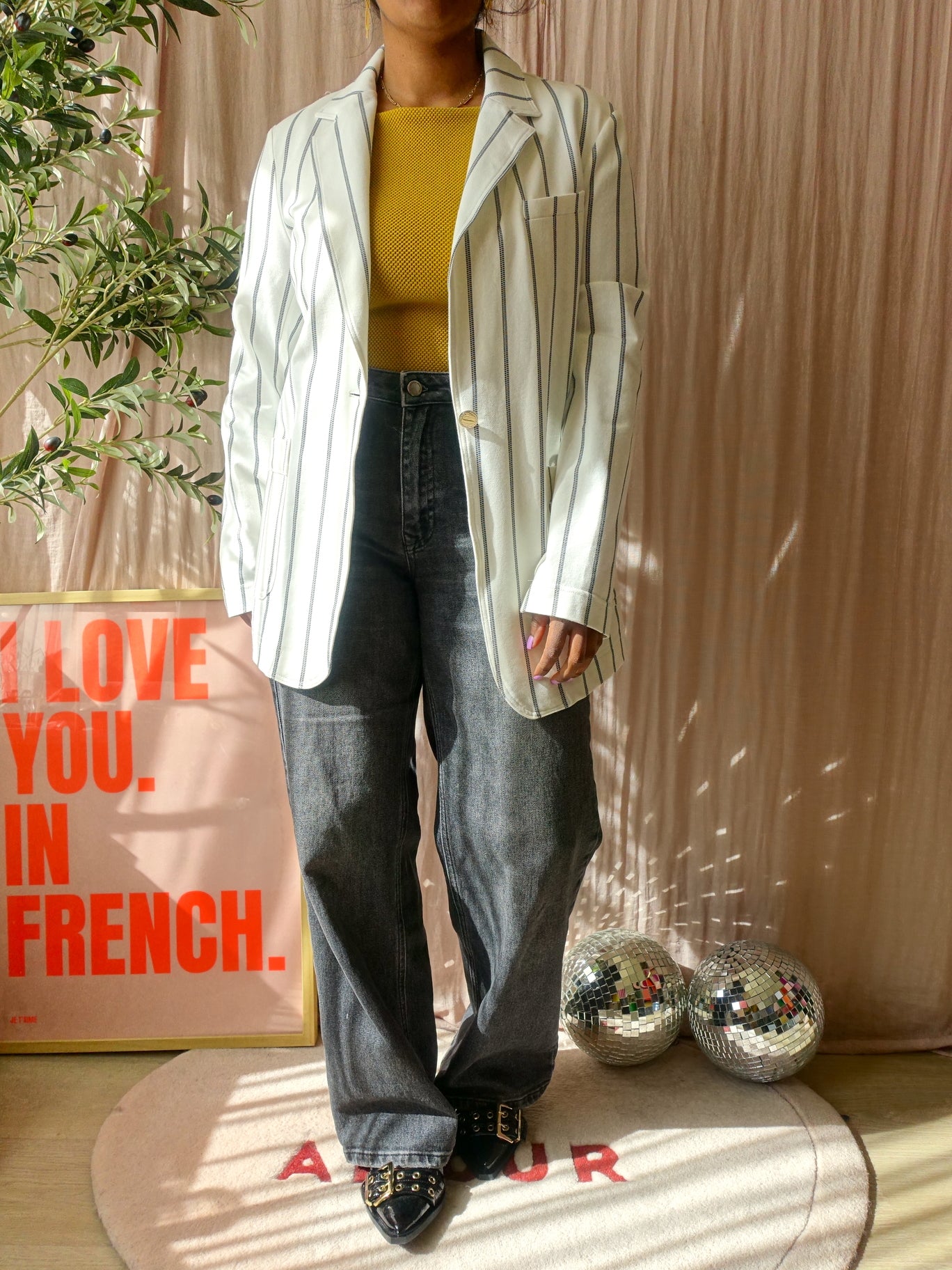 Pennyblack punto jersey pinstripe blazer ecru