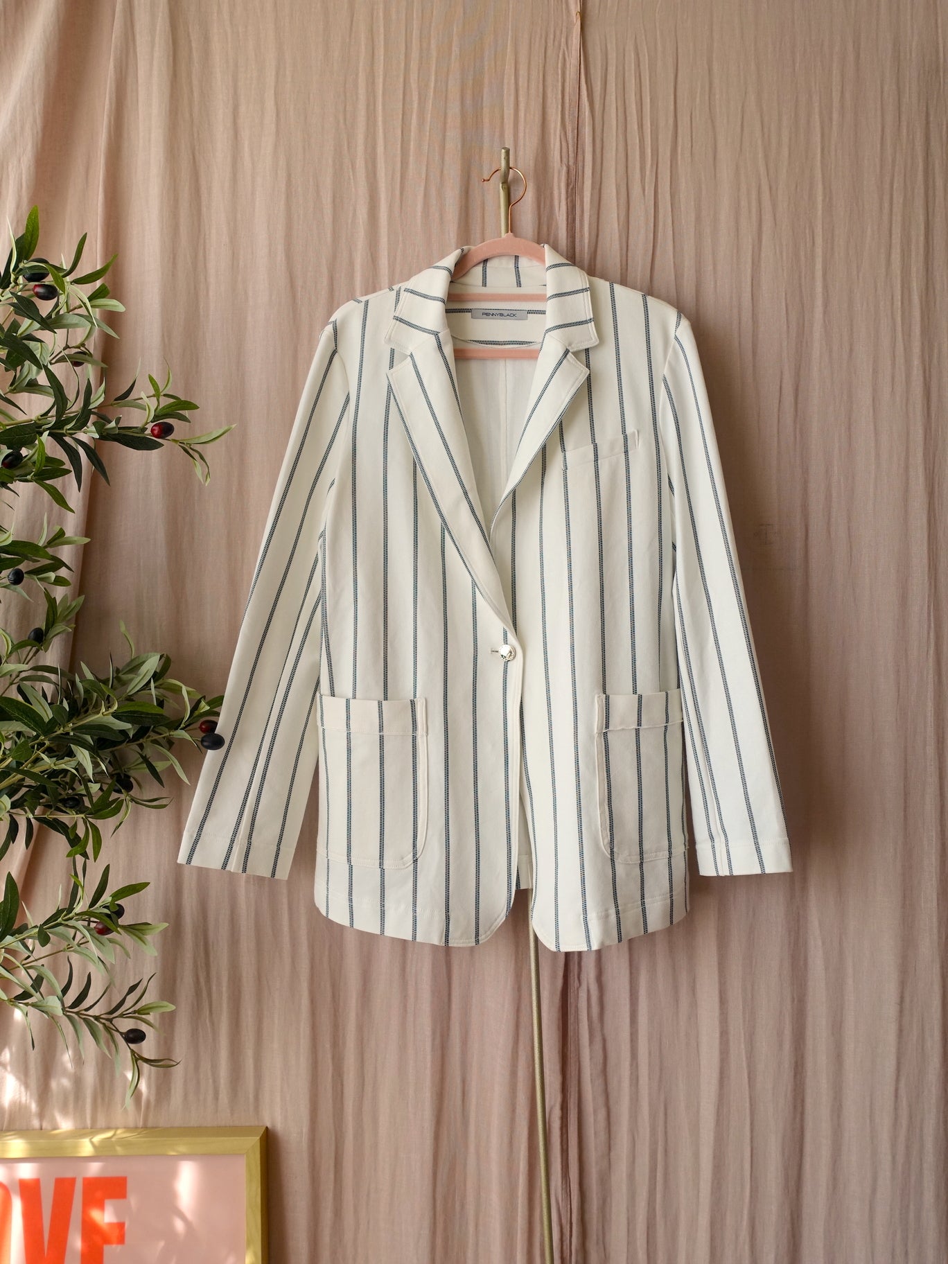 Pennyblack punto jersey pinstripe blazer ecru