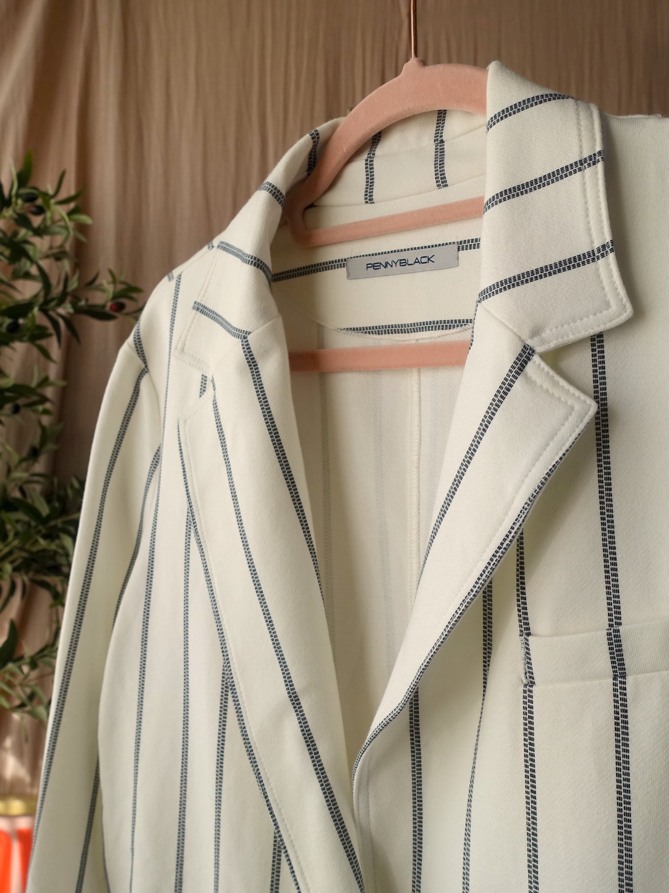 Pennyblack punto jersey pinstripe blazer ecru