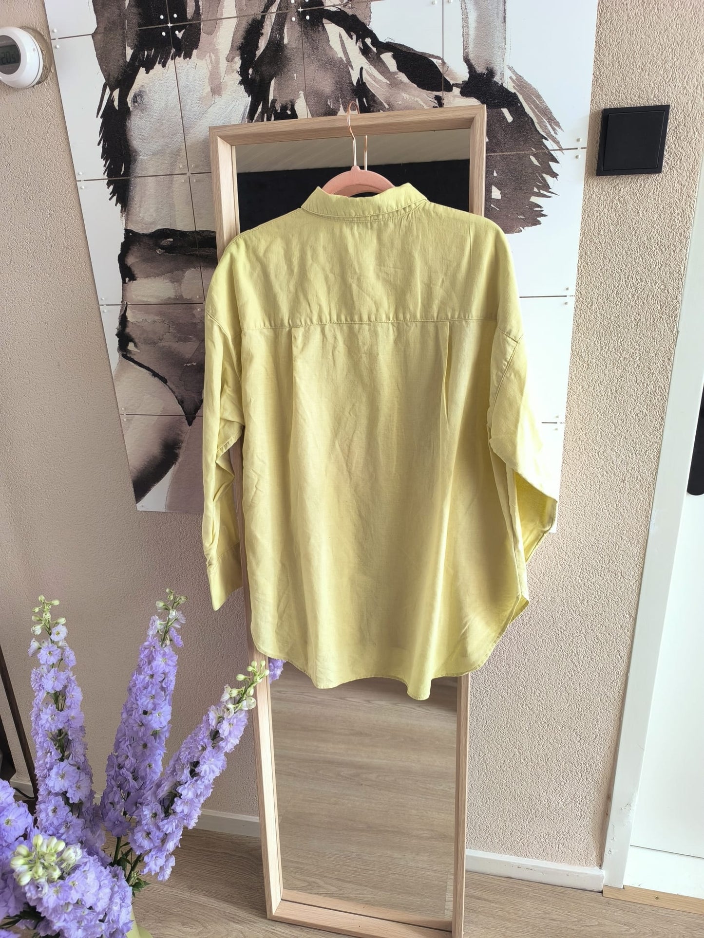 Linnenblend oversized butter yellow shirt