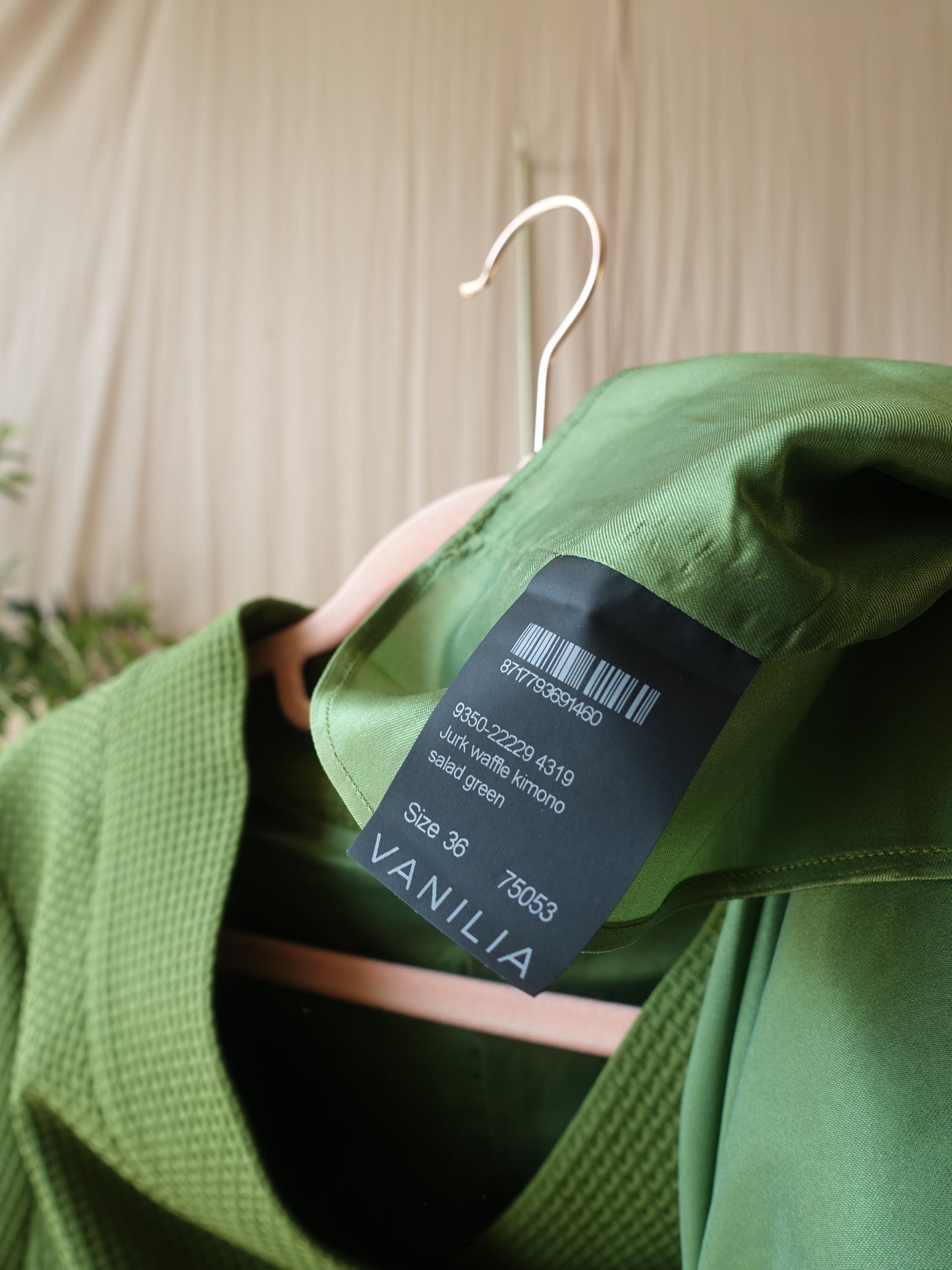 Vanilia structured waffle jurk kale green