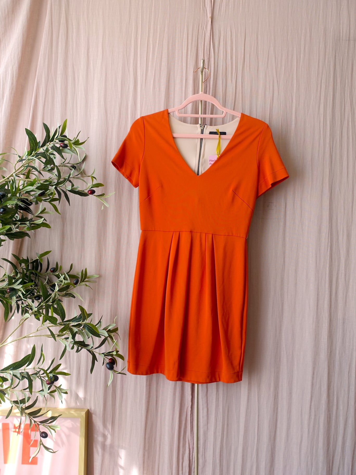Pinko the bodycon colourblock dress tangerine tango