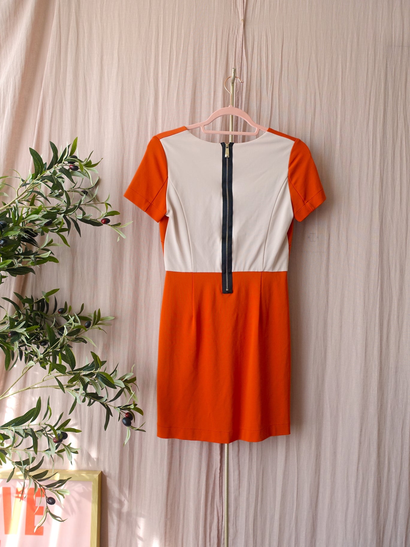 Pinko the bodycon colourblock dress tangerine tango