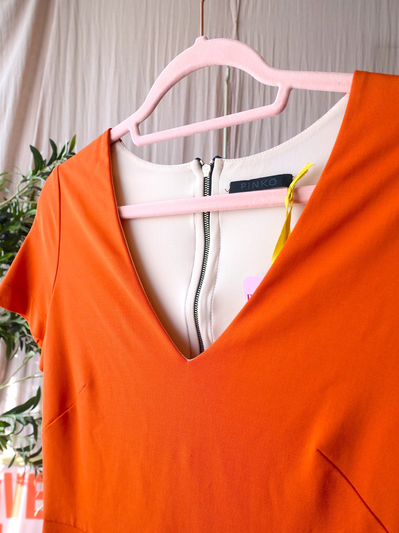 Pinko the bodycon colourblock dress tangerine tango