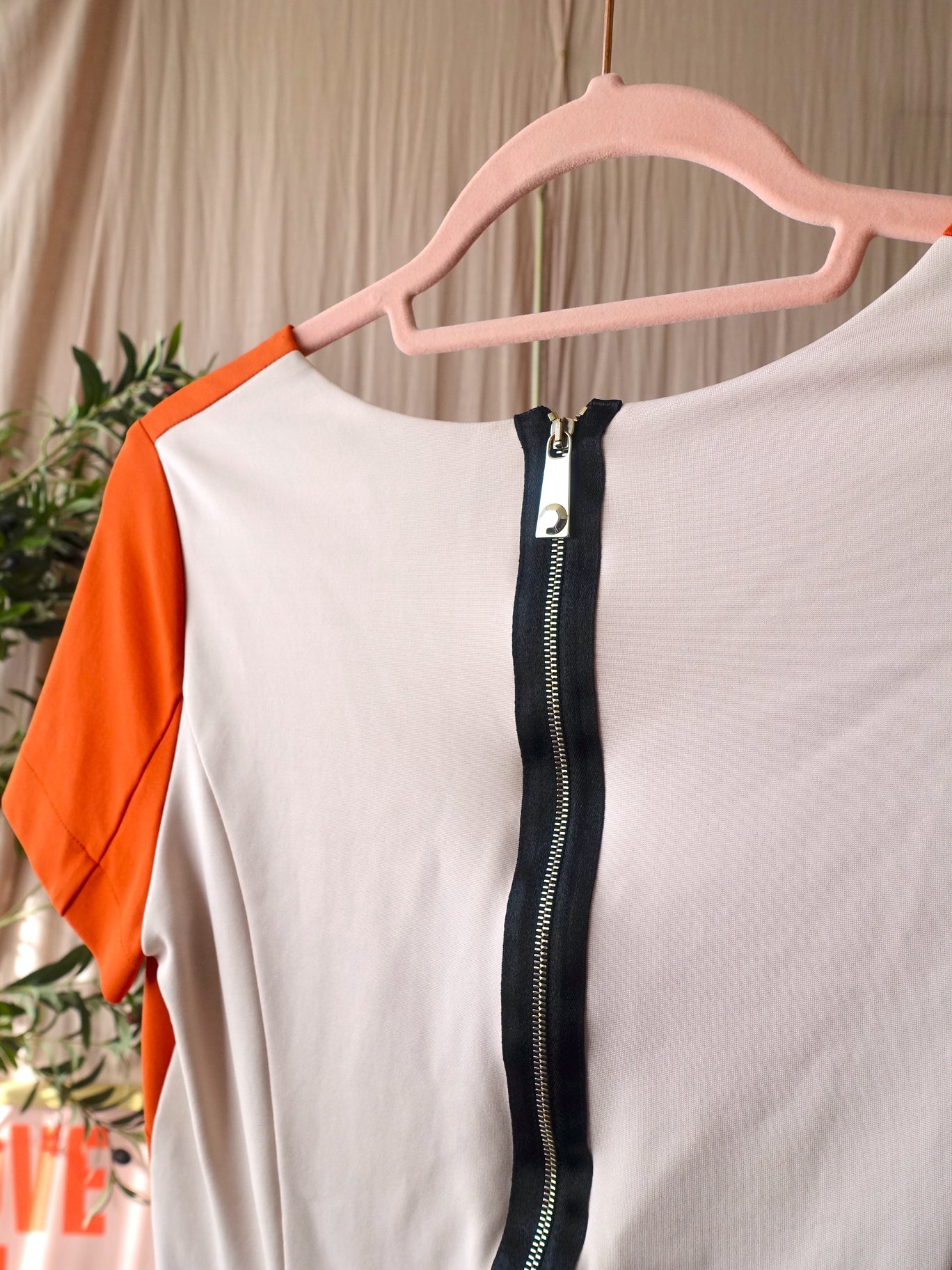 Pinko the bodycon colourblock dress tangerine tango