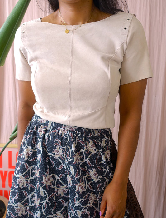 Onstage leather zip top beige