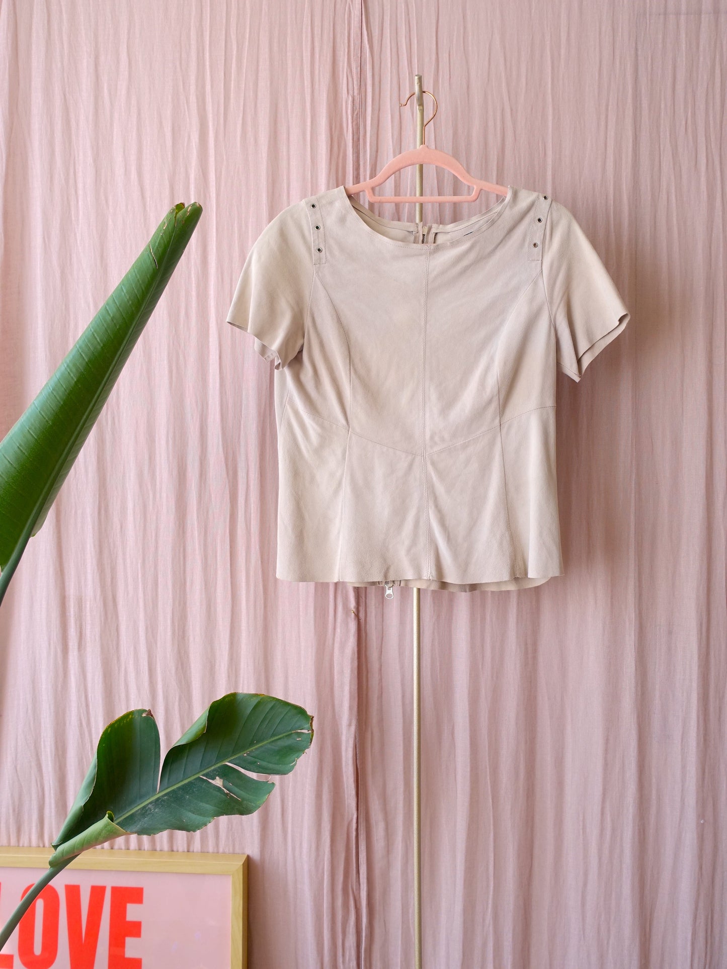 Onstage leather zip top beige