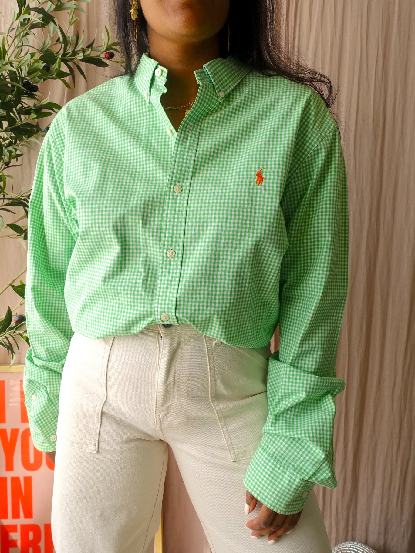 Ralph Lauren checkered cotton shirt green flash