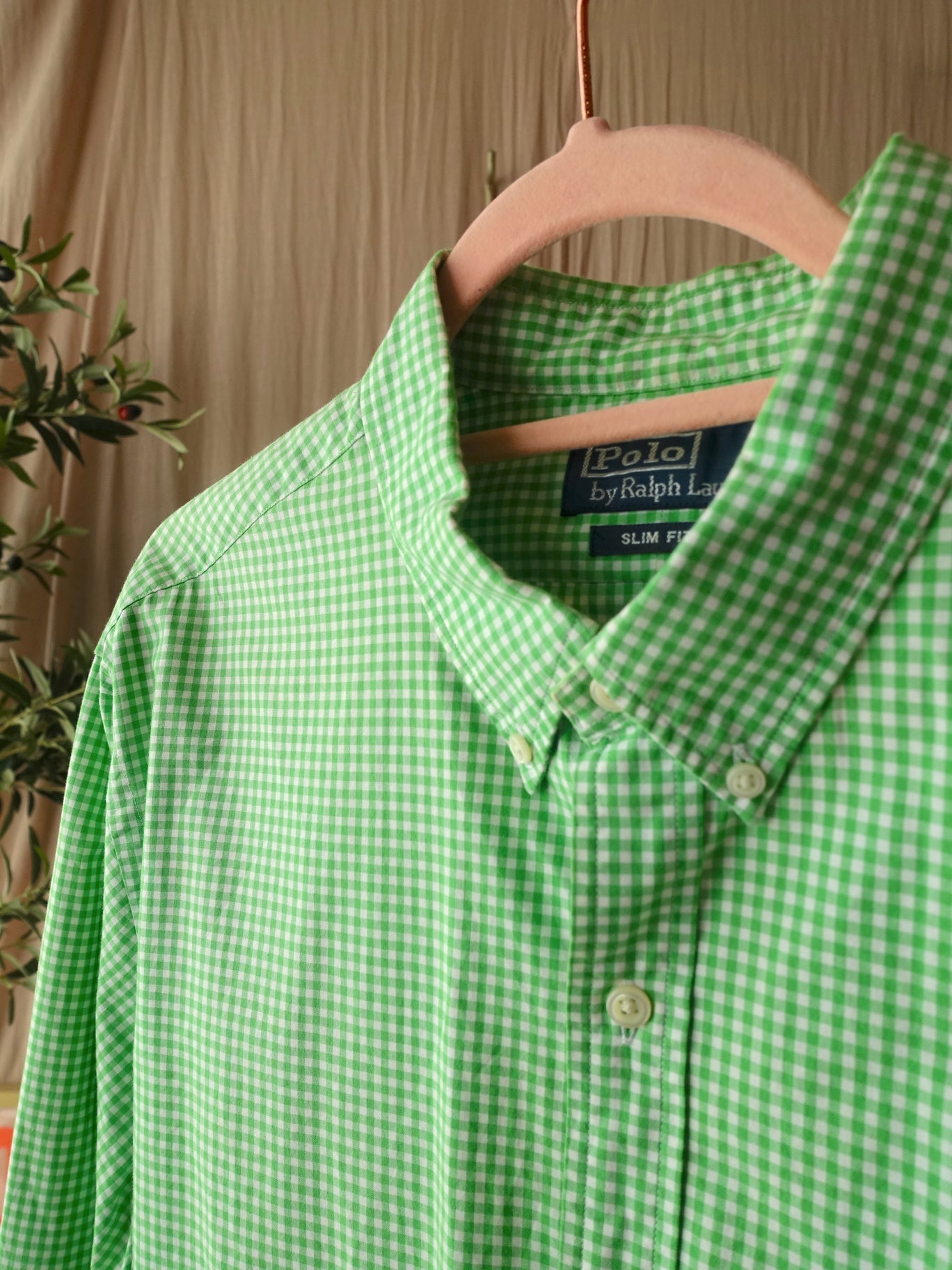 Ralph Lauren checkered cotton shirt green flash