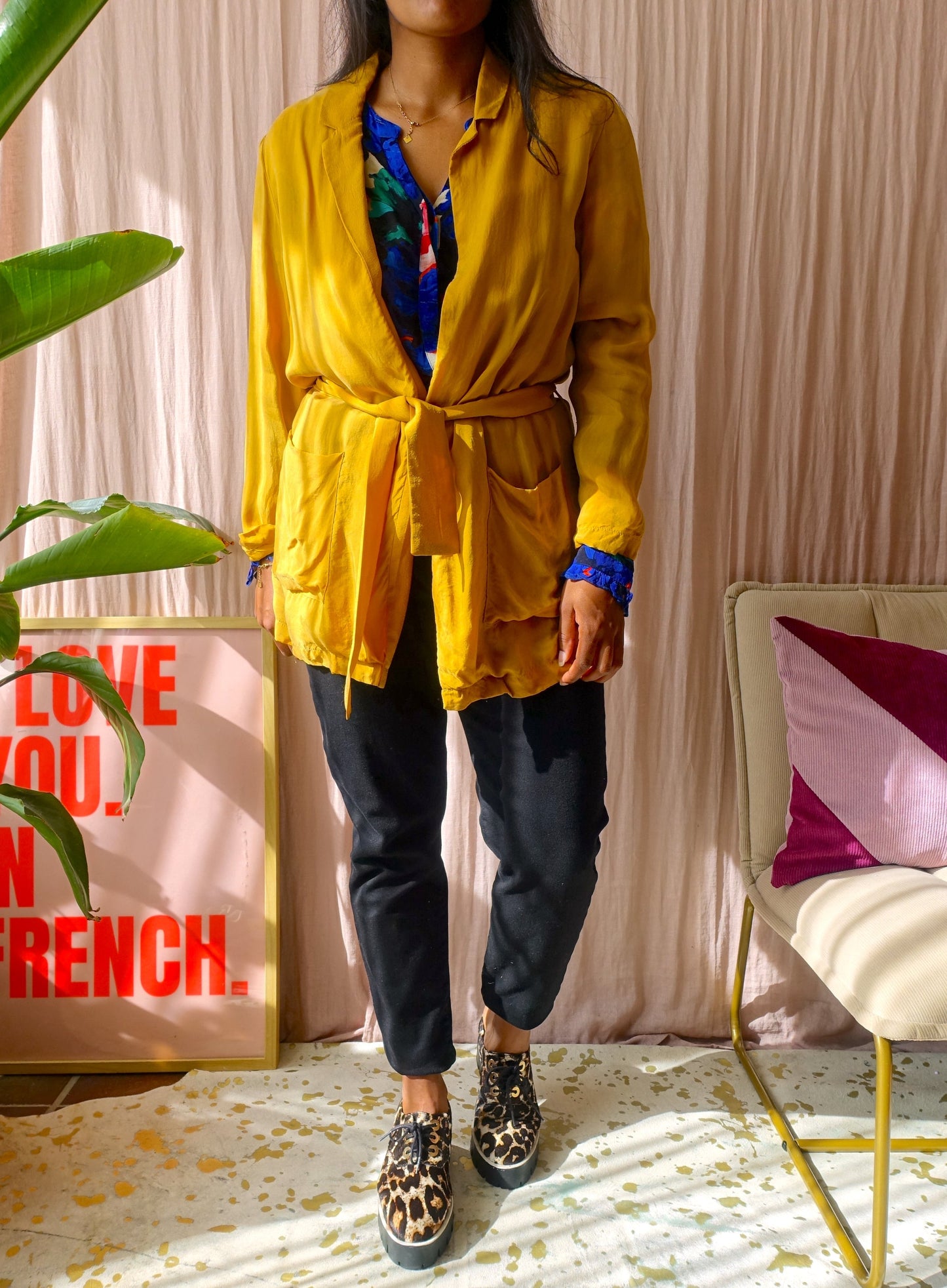 American Vintage cupro blazer golden ochre