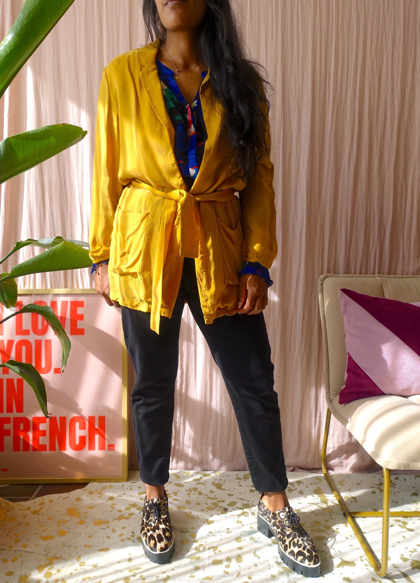 American Vintage cupro blazer golden ochre