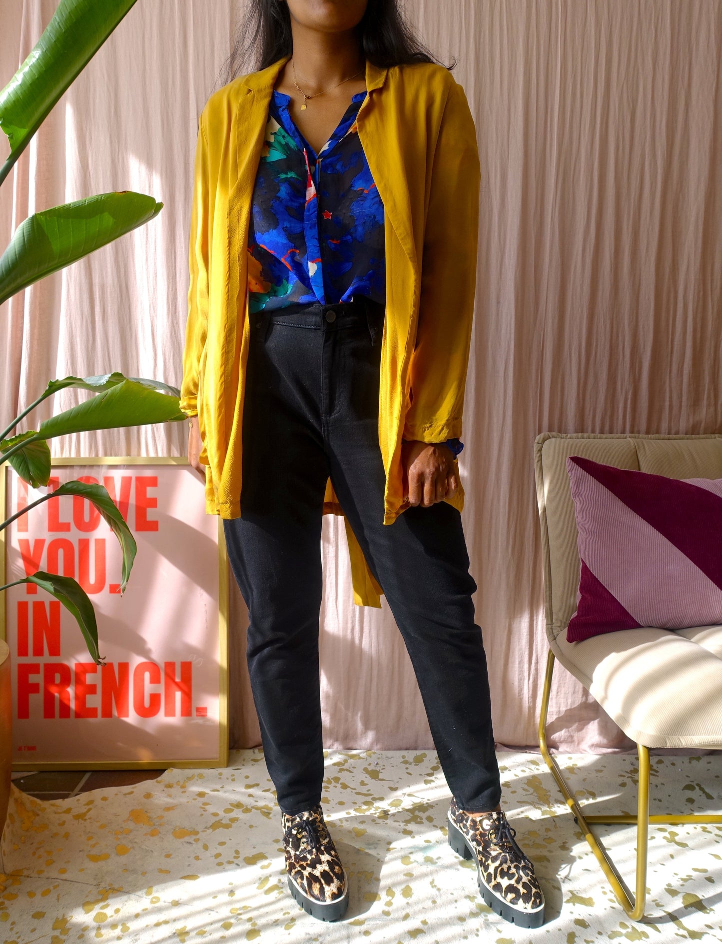 American Vintage cupro blazer golden ochre