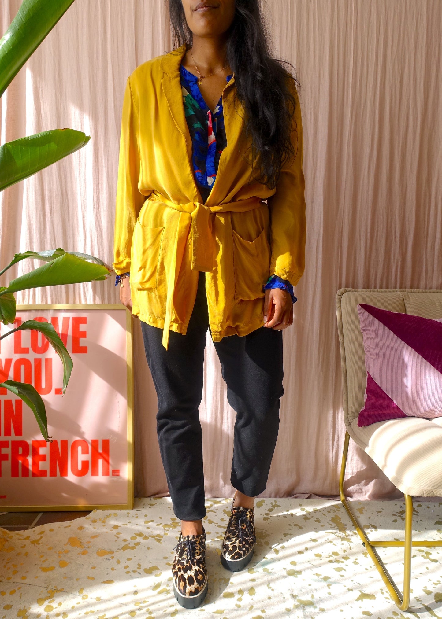 American Vintage cupro blazer golden ochre