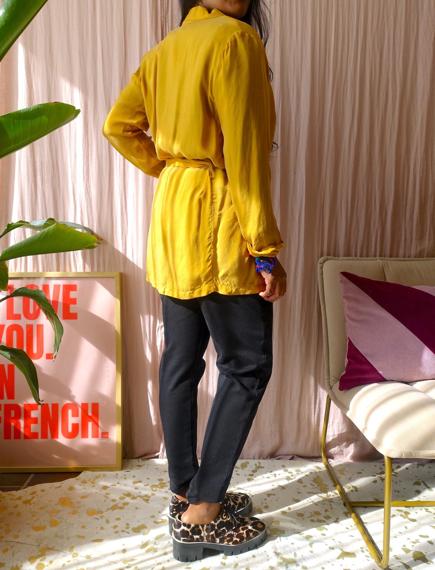 American Vintage cupro blazer golden ochre