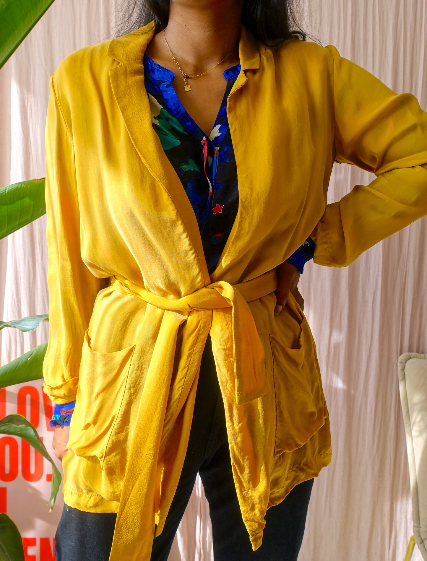 American Vintage cupro blazer golden ochre