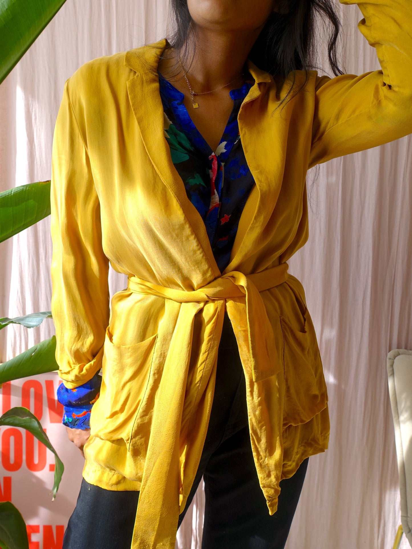 American Vintage cupro blazer golden ochre