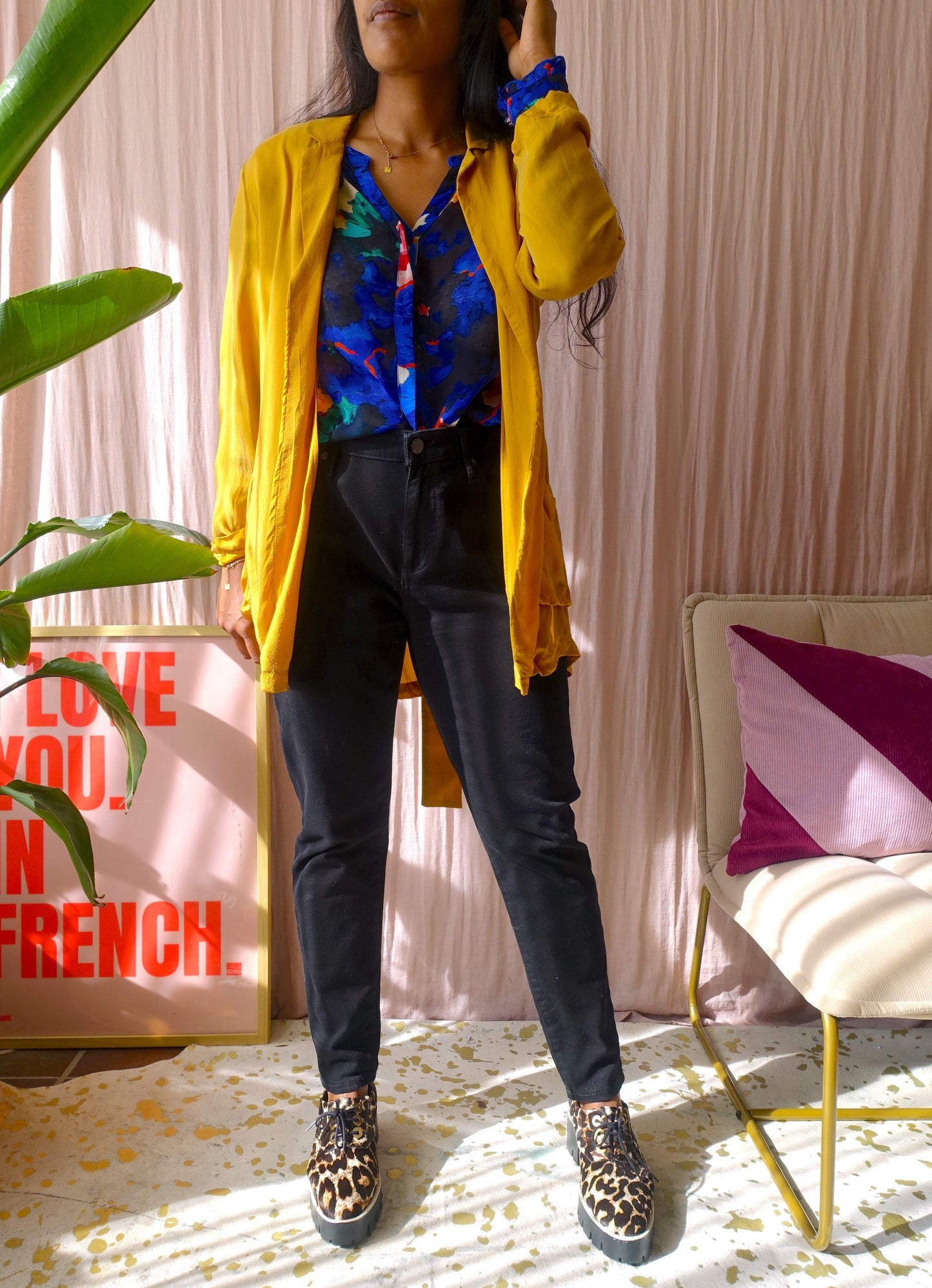 American Vintage cupro blazer golden ochre