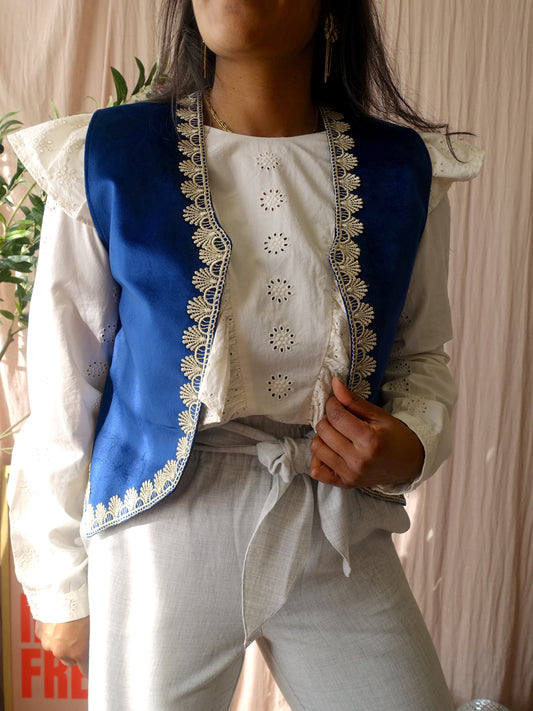 Poppy the Label velvet gilet navy