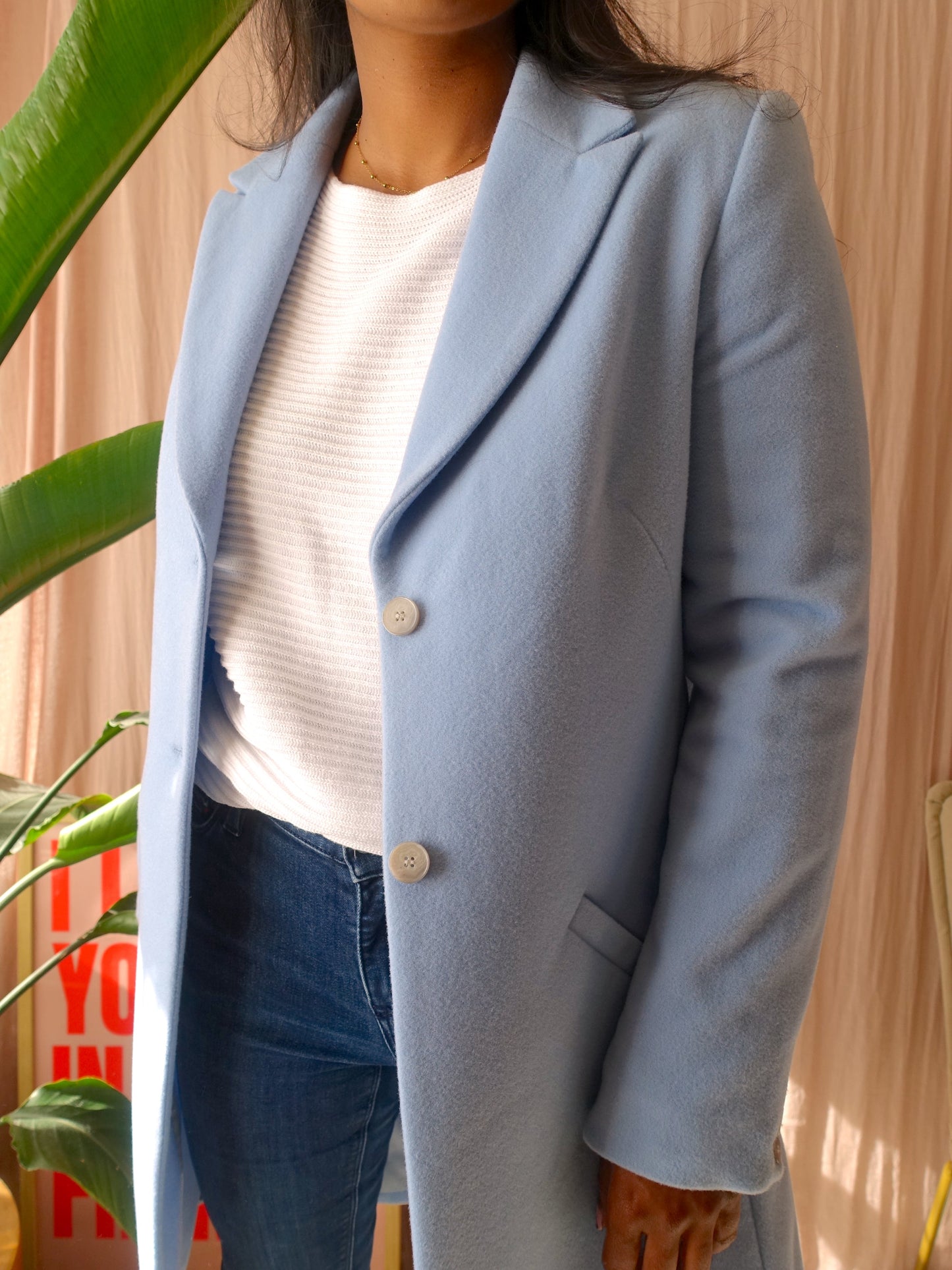 Purdey tailored cashmere wool coat pastel blue