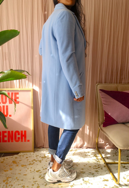 Purdey tailored cashmere wool coat pastel blue