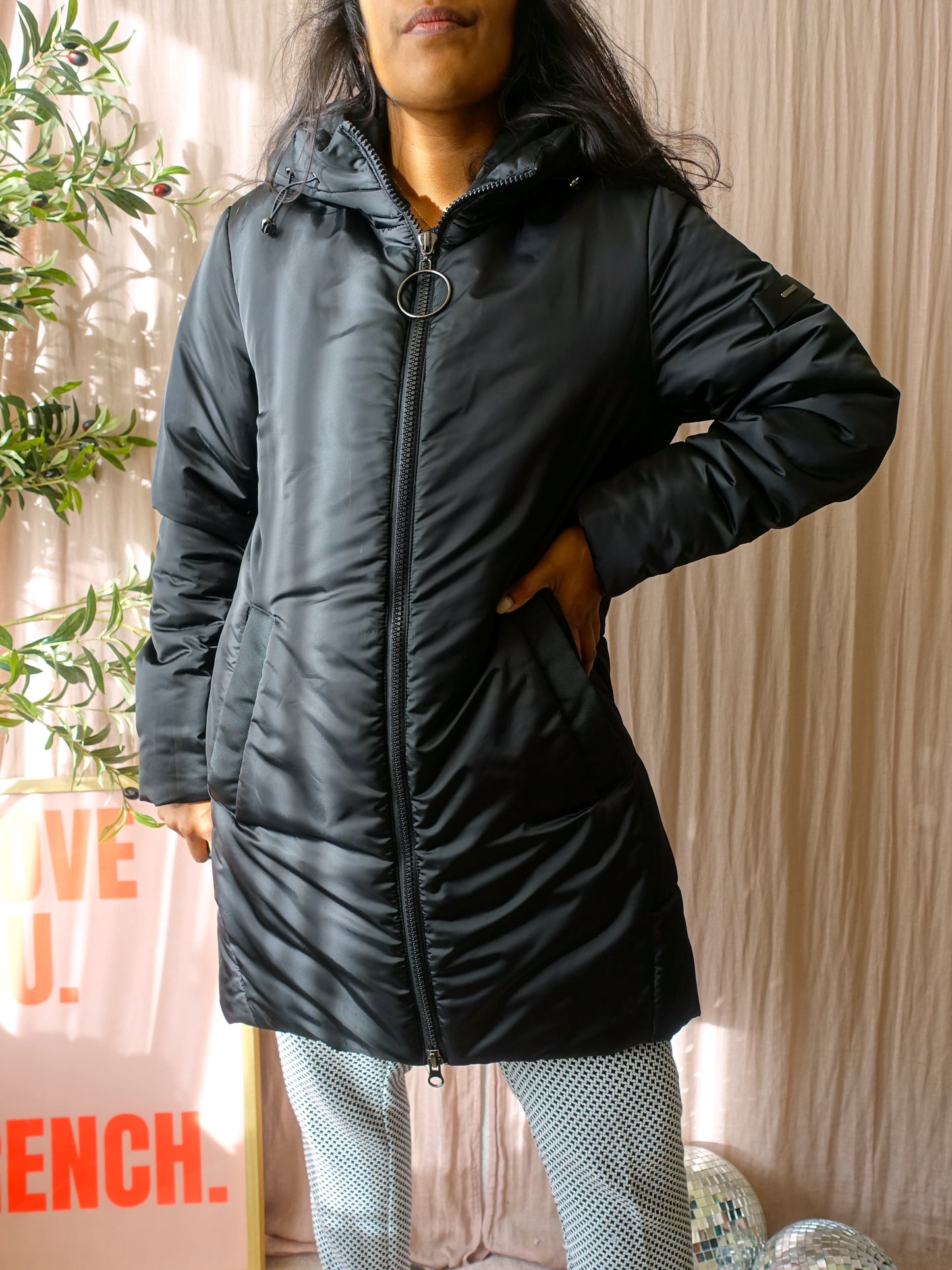 Rino & Pelle hooded midi jacket jet black