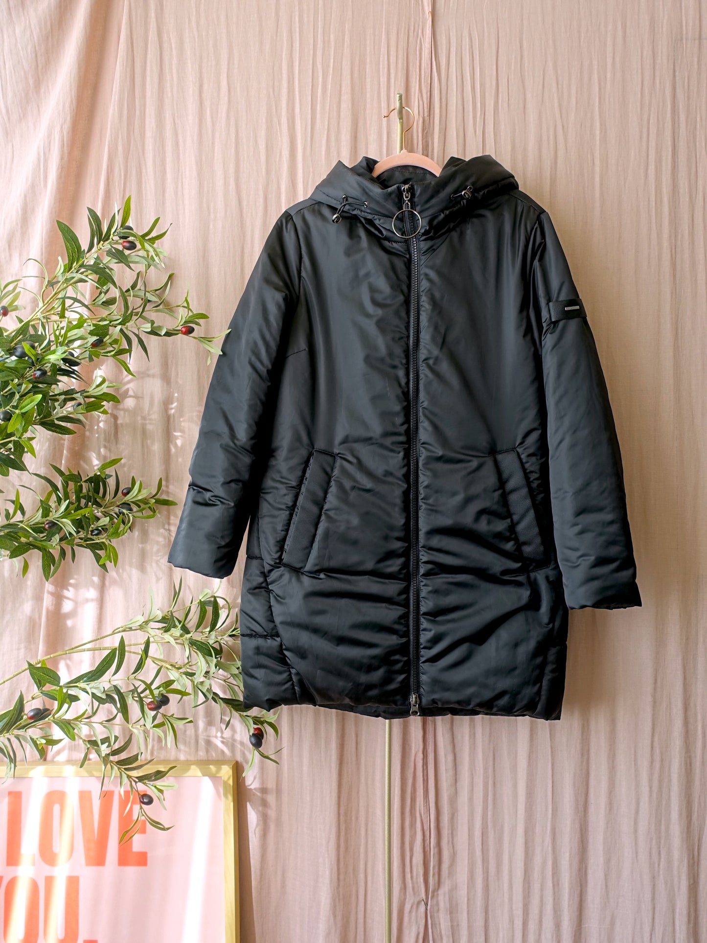 Rino & Pelle hooded midi jacket jet black