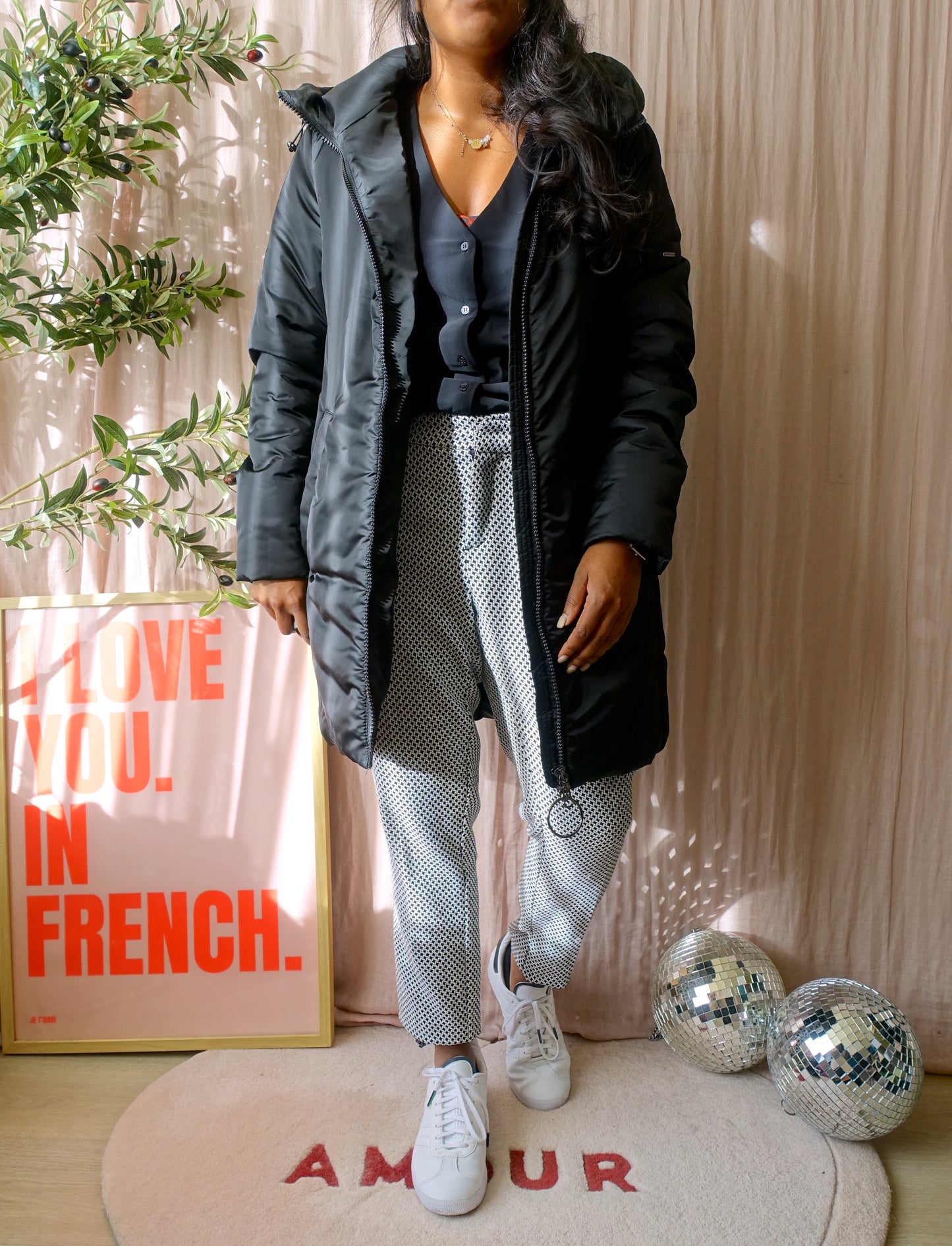 Rino & Pelle hooded midi jacket jet black