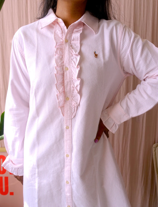 Ralph Lauren oversized shirt dress ruches