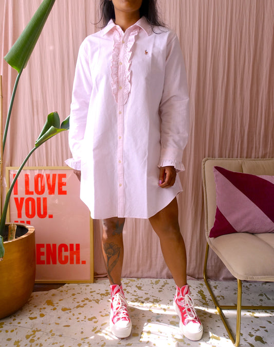 Ralph Lauren oversized shirt dress ruches