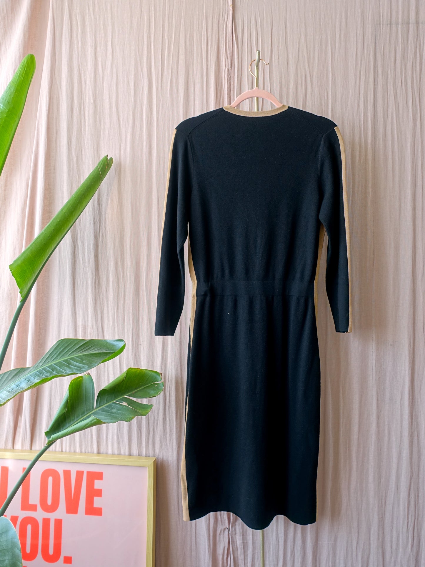 Reiss bodycon knit dress zwart / camel