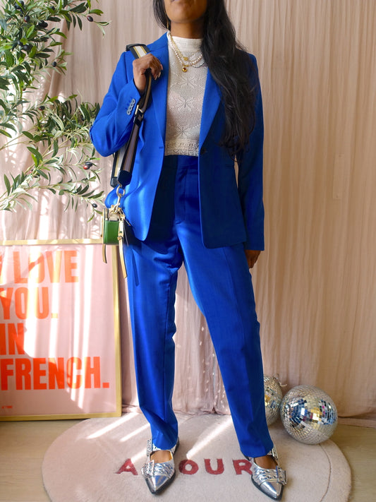 Reiss classic mid waist straight pantalon kobalt