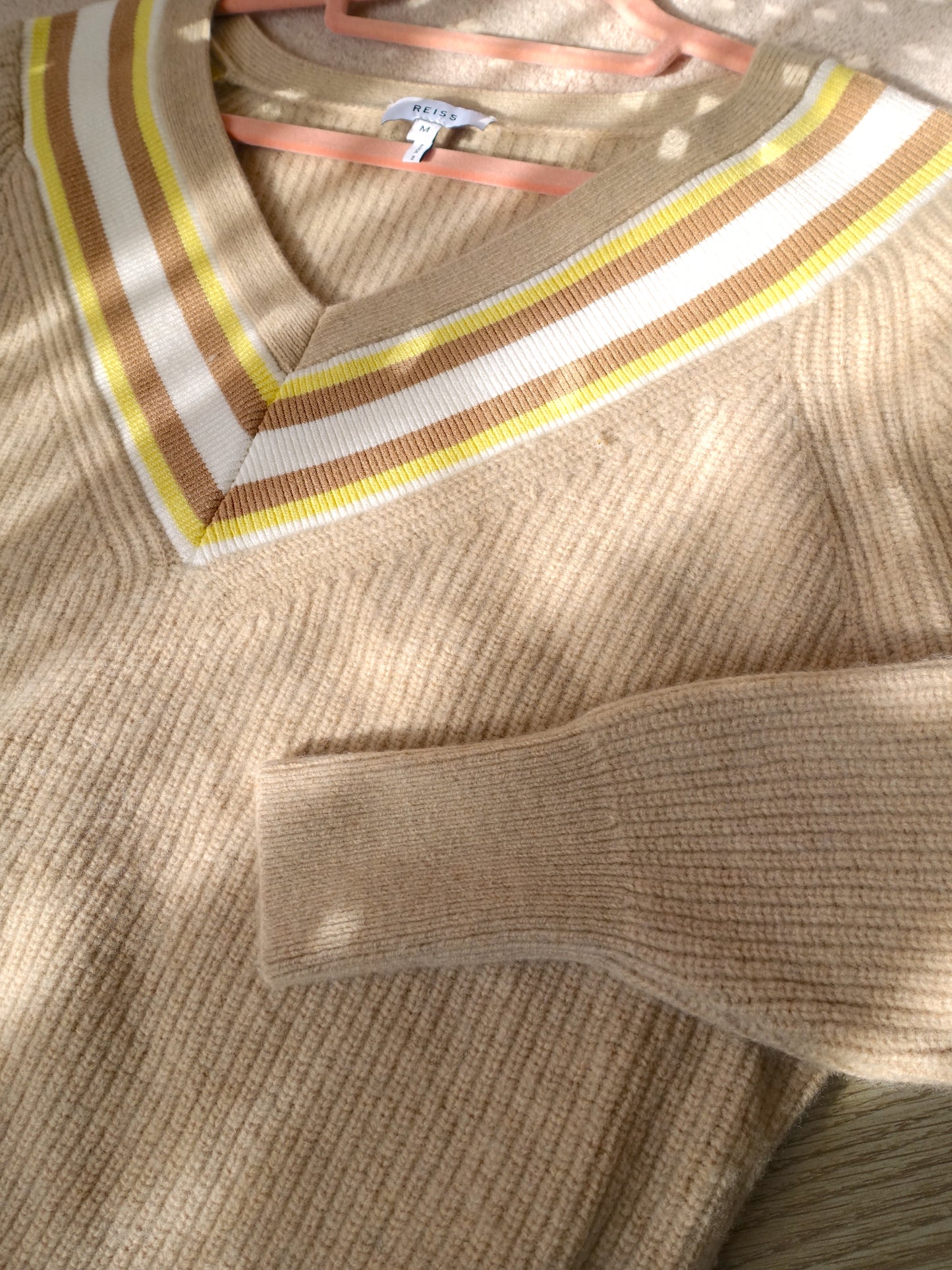 Reiss hadley v-neck knit beige