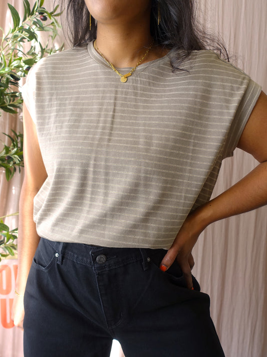 Repeat Cashmere classic lurex striped tee