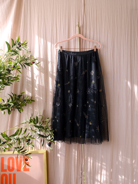 Sissy-Boy royal embellished mesh midi skirt zwart