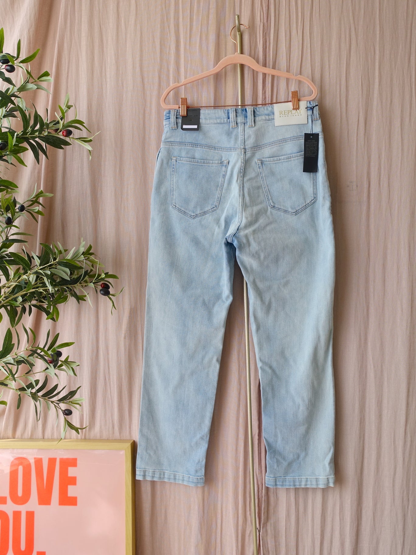 Replay high waist carrot jeans bleached blue