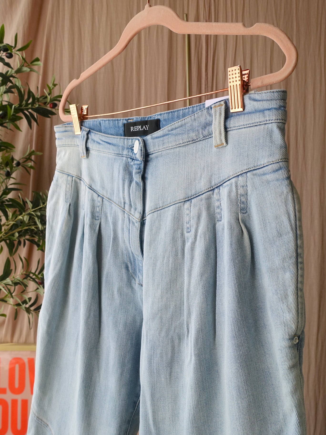 Replay high waist carrot jeans bleached blue
