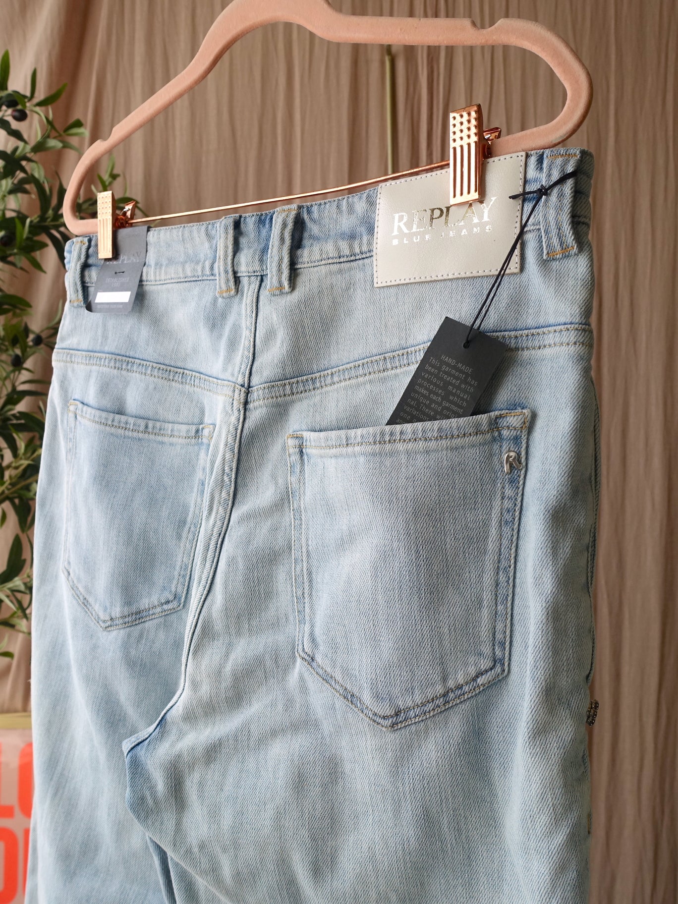 Replay high waist carrot jeans bleached blue