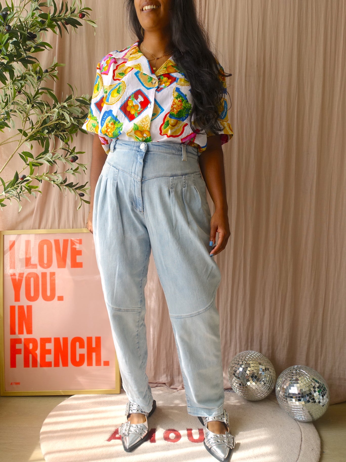 Replay high waist carrot jeans bleached blue