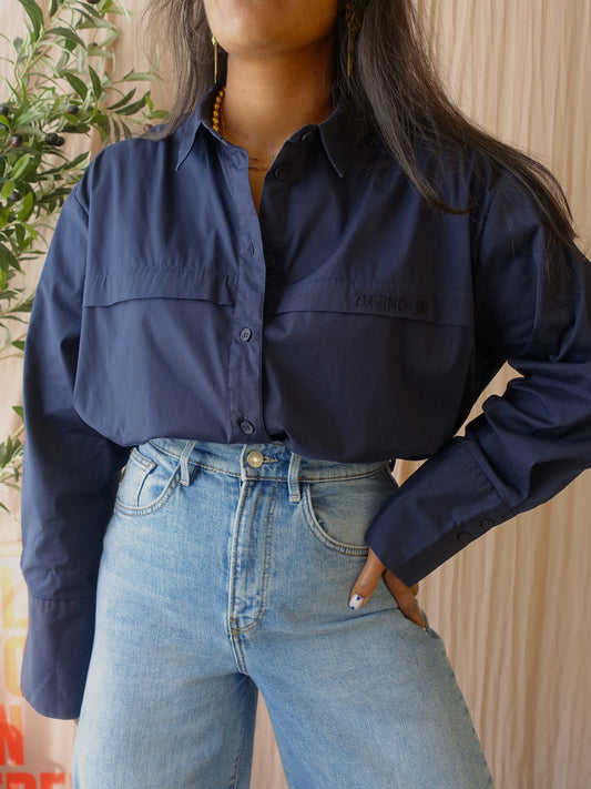 Riani poplin cotton shirt midnight blue