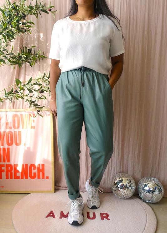 Rino & Pelle vegan leather pants bottle green