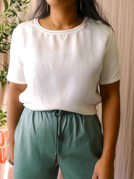 Weekend MaxMara silk mix top snow white