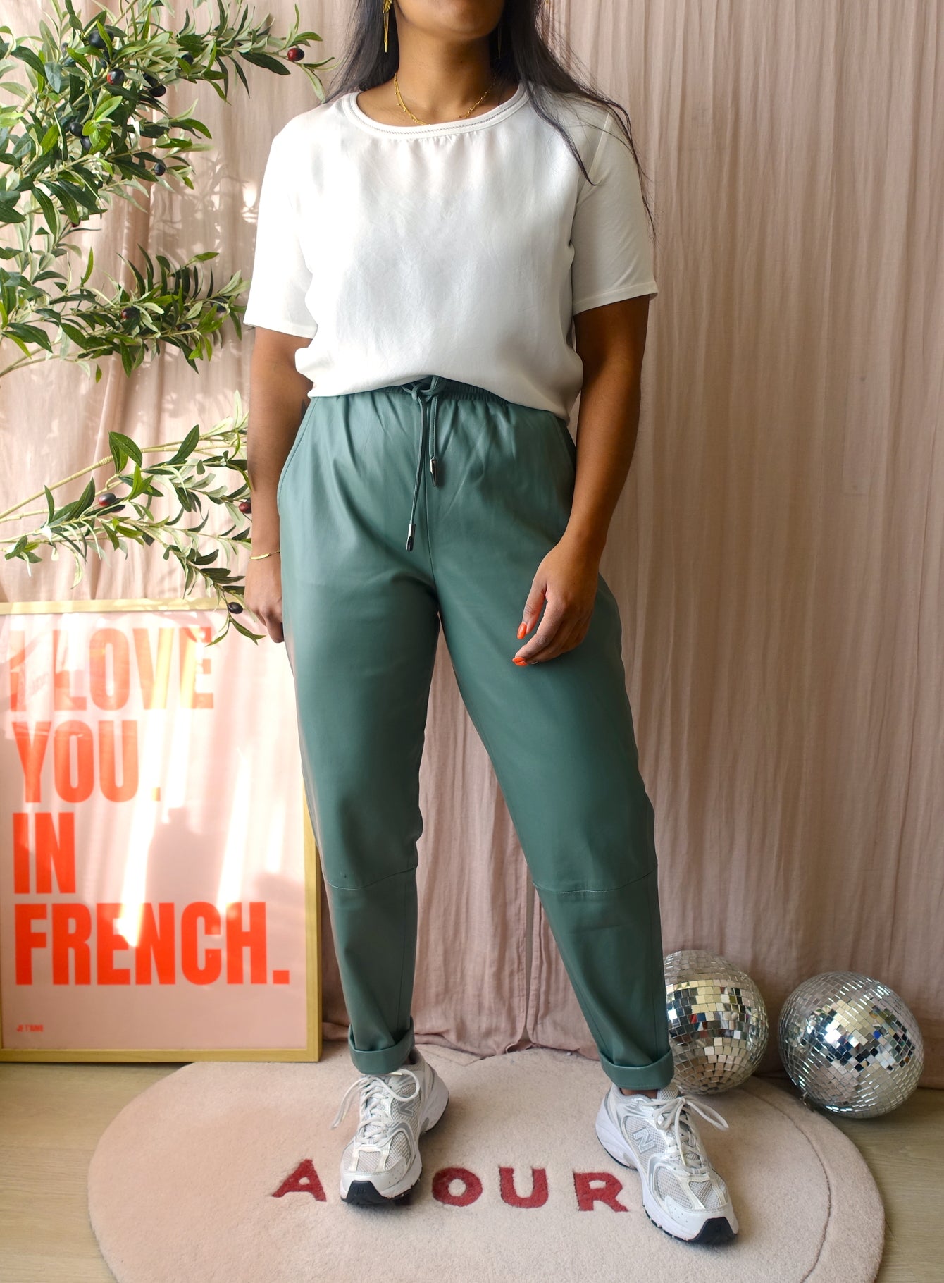 Rino & Pelle vegan leather pants bottle green